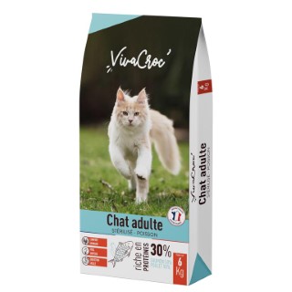 Croquettes Chat – VivaCroc Adulte Stérilisé Saumon – 6 kg 1057853
