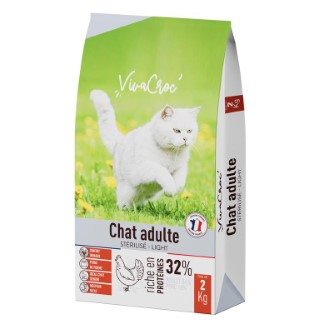 Croquettes Chat – VivaCroc Adulte Stérilisé Light Poulet – 2 kg 1057854