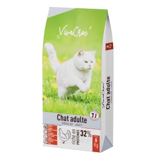 Croquettes Chat – VivaCroc Adulte Stérilisé Light Poulet – 6 kg 1057855