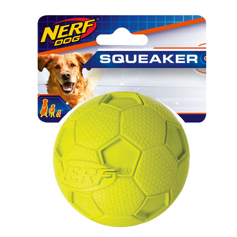 Jouet Chien – Nerf Ballon Football à Sifflet - Taille M Ø 8,2 cm
