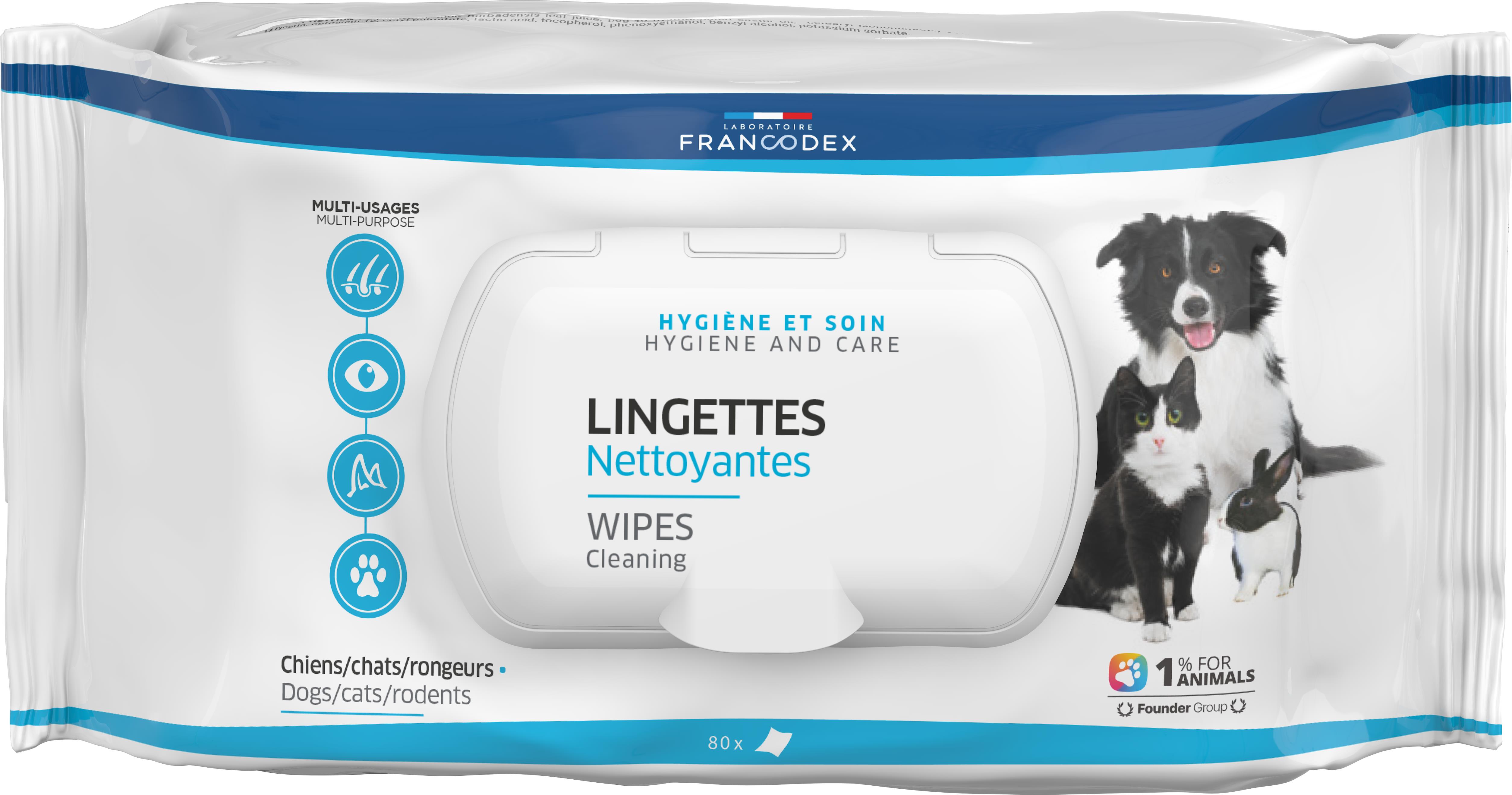 Soin – Francodex Lingettes nettoyantes multi-usages – X100